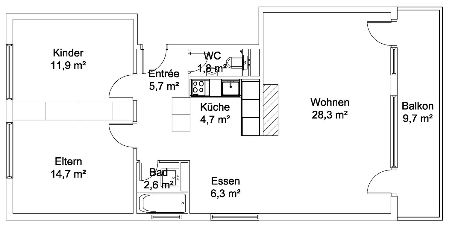 3 ½ rooms apartment