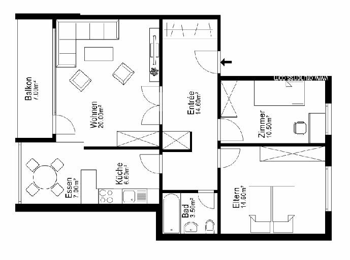 3 ½ rooms apartment